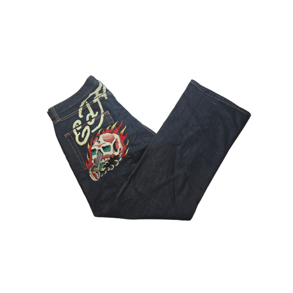 Vintage Y2K Men's Ed Hardy Blue Jeans Size 38